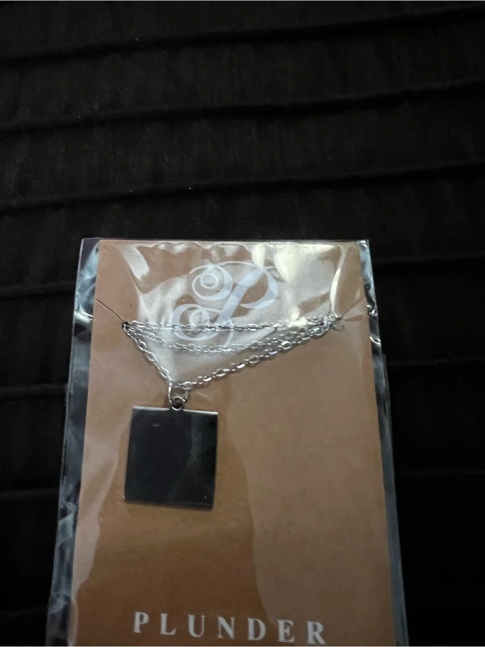 Plunder Square Pendant Necklaces in Gold and Silver